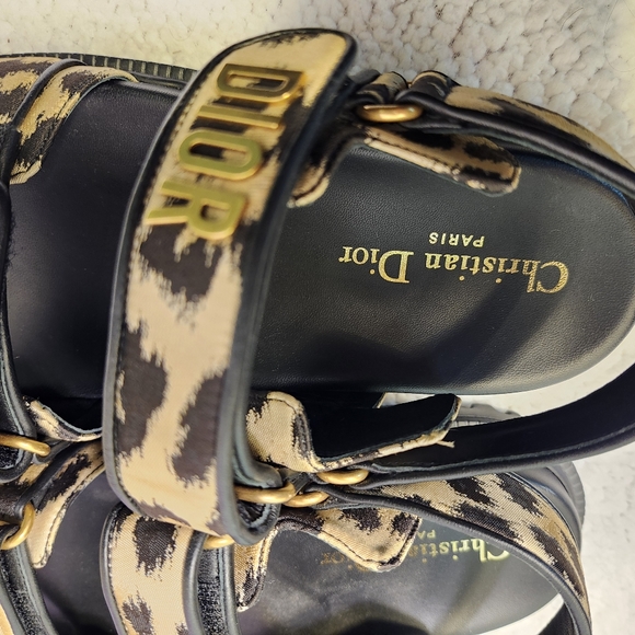 Dior Black/Brown Animal Print Fabric DiorAct Sandals Size 37 - Picture 5 of 6